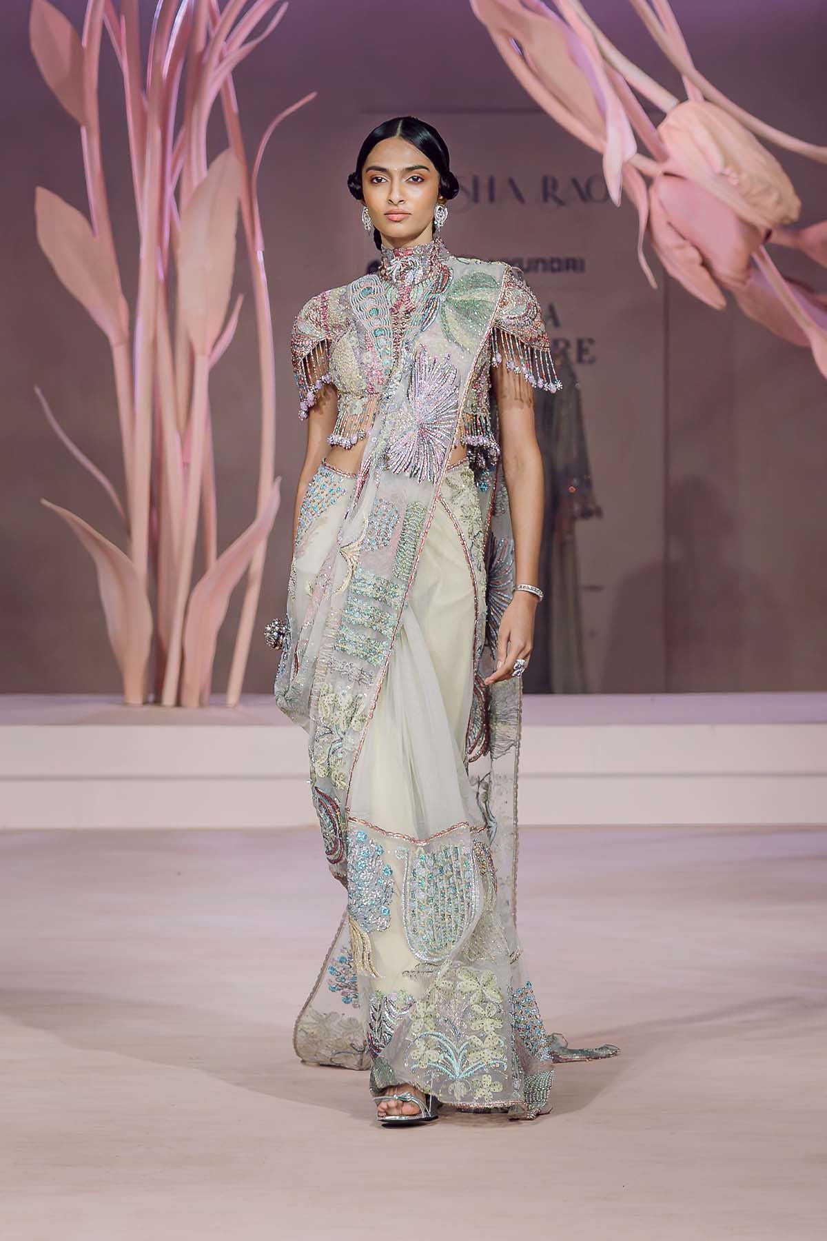 Kadambari - ivory tulle saree