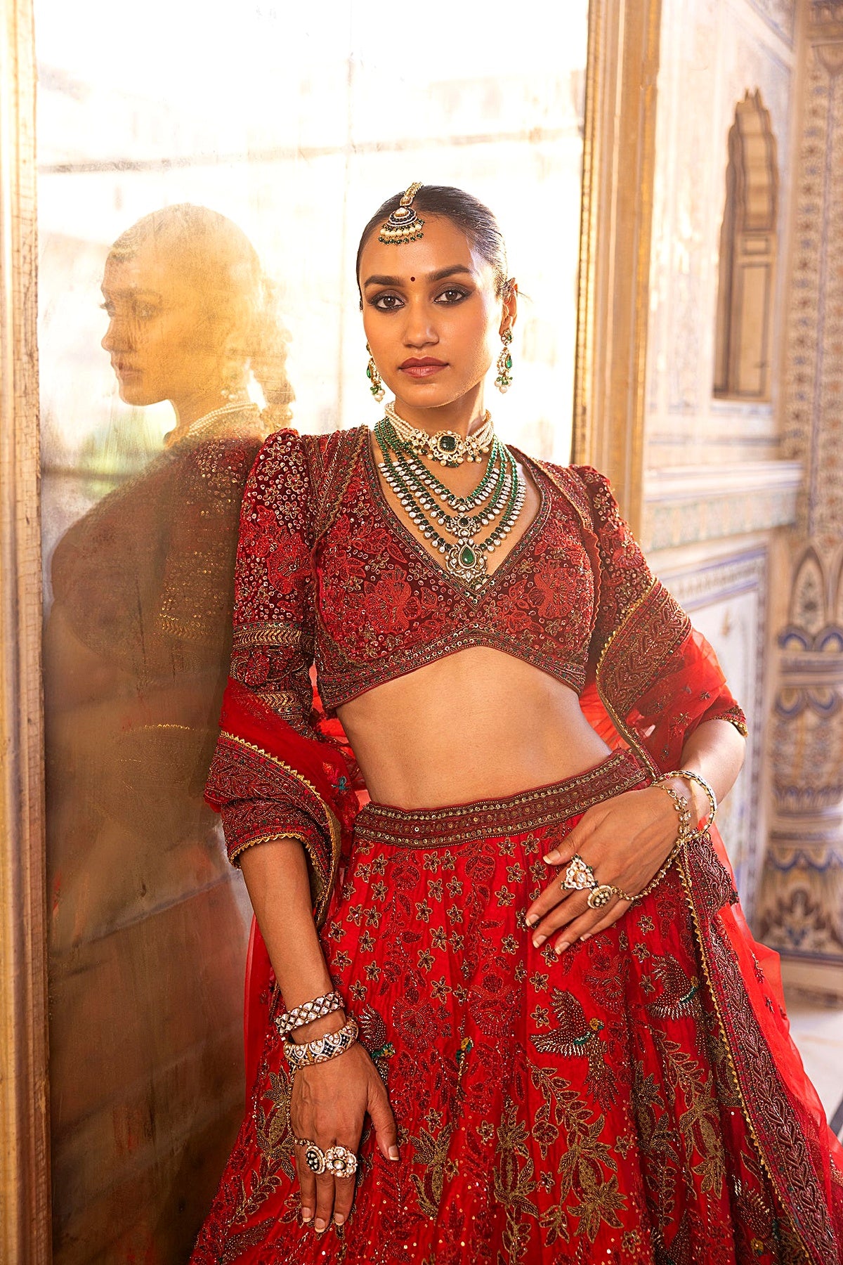 Red Bridal Lehenga with Dabka Zardozi Work