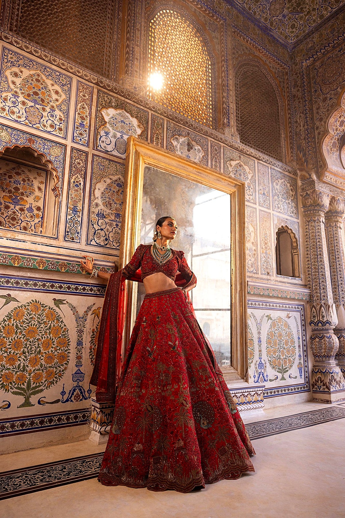 Red Bridal Lehenga with Dabka Zardozi Work