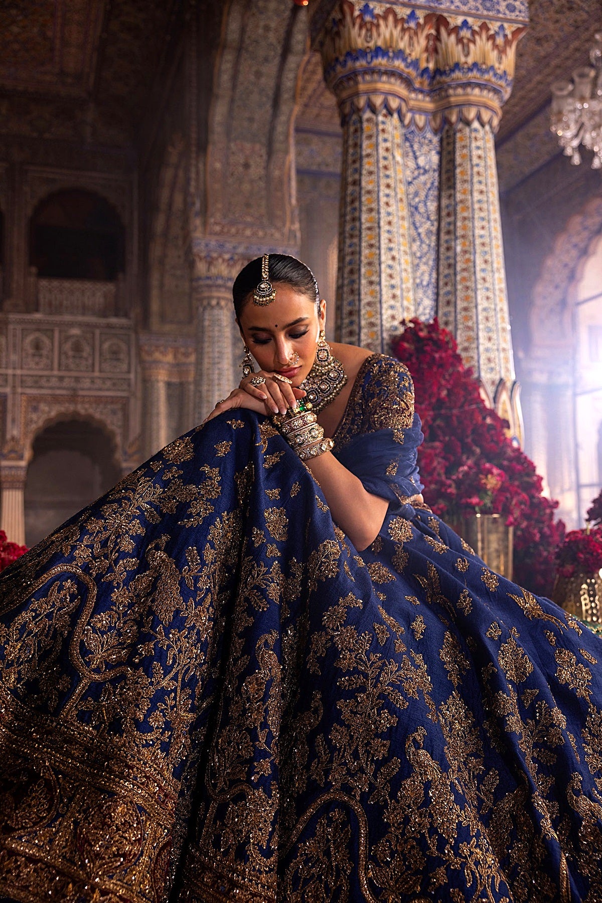 Antique Gold Zardozi Embroidered Lehenga Set
