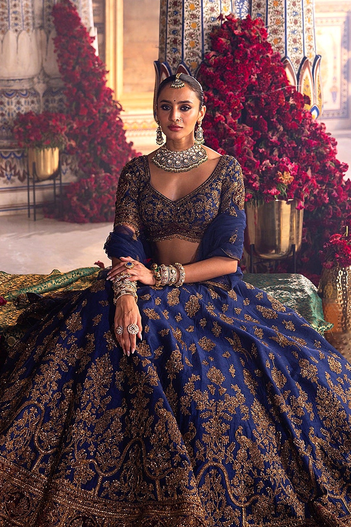 Antique Gold Zardozi Embroidered Lehenga Set