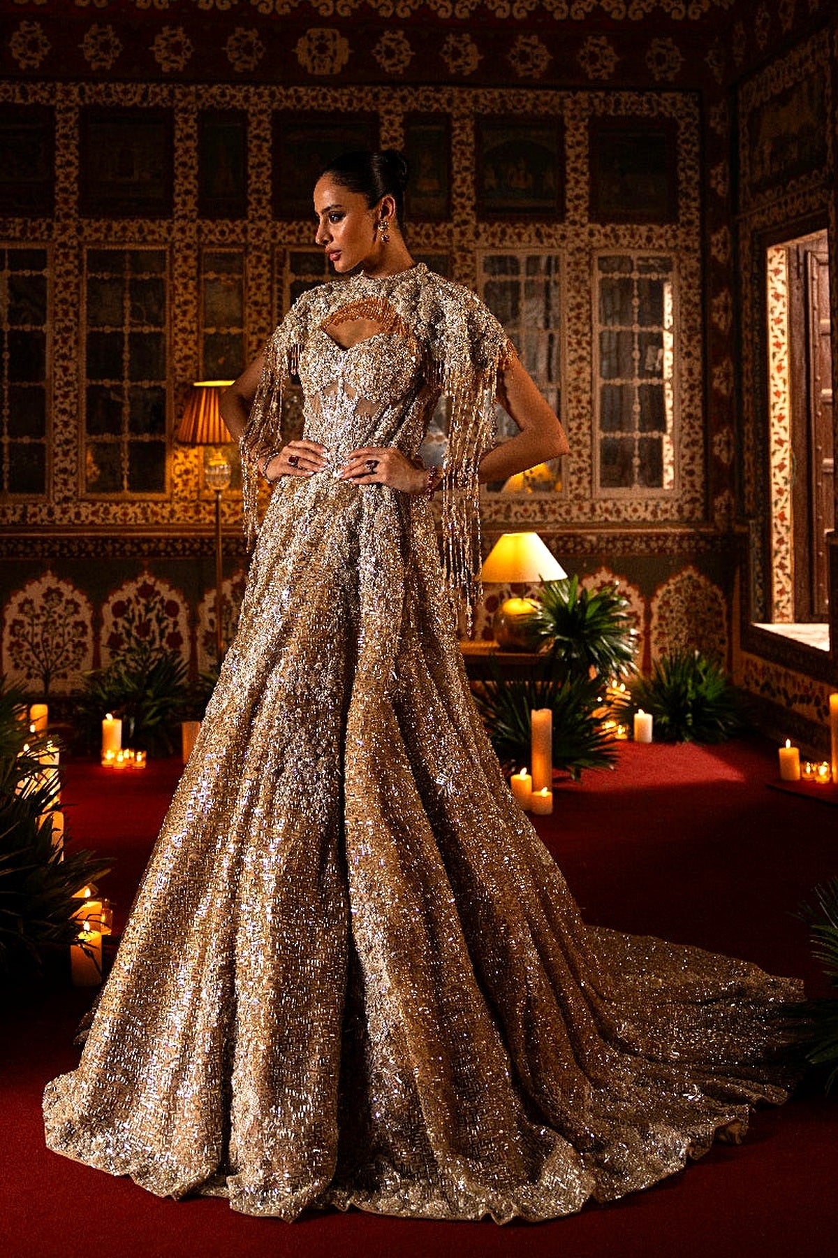 Gold Gown With Trail