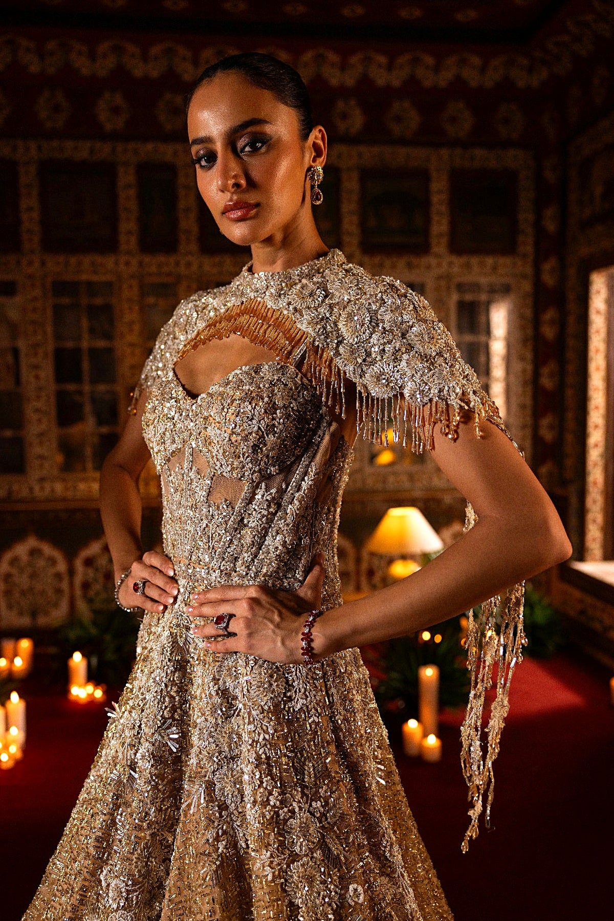 Gold Gown With Trail