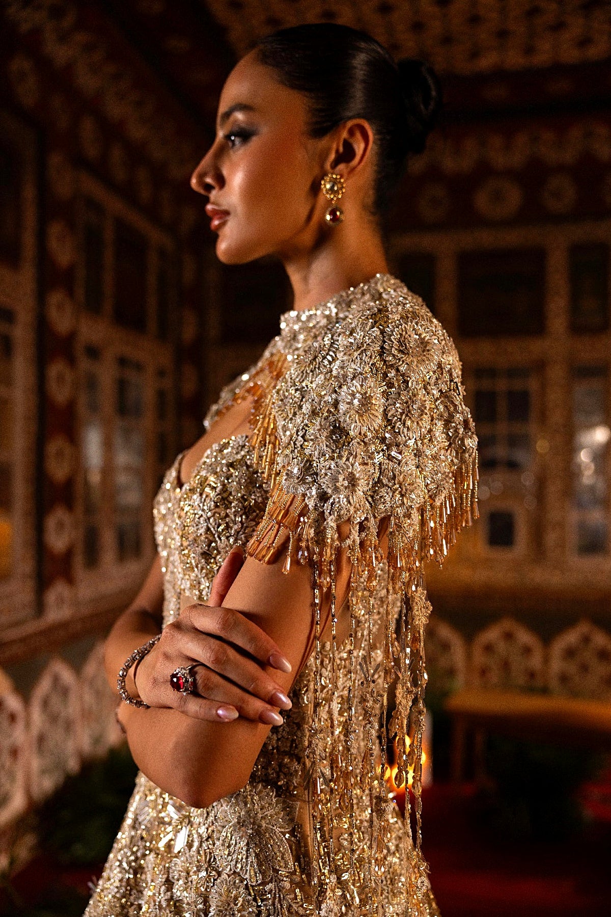 Gold Gown With Trail