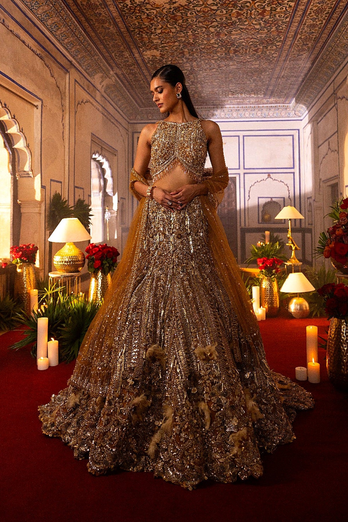 Gold Fish Cut Lehenga
