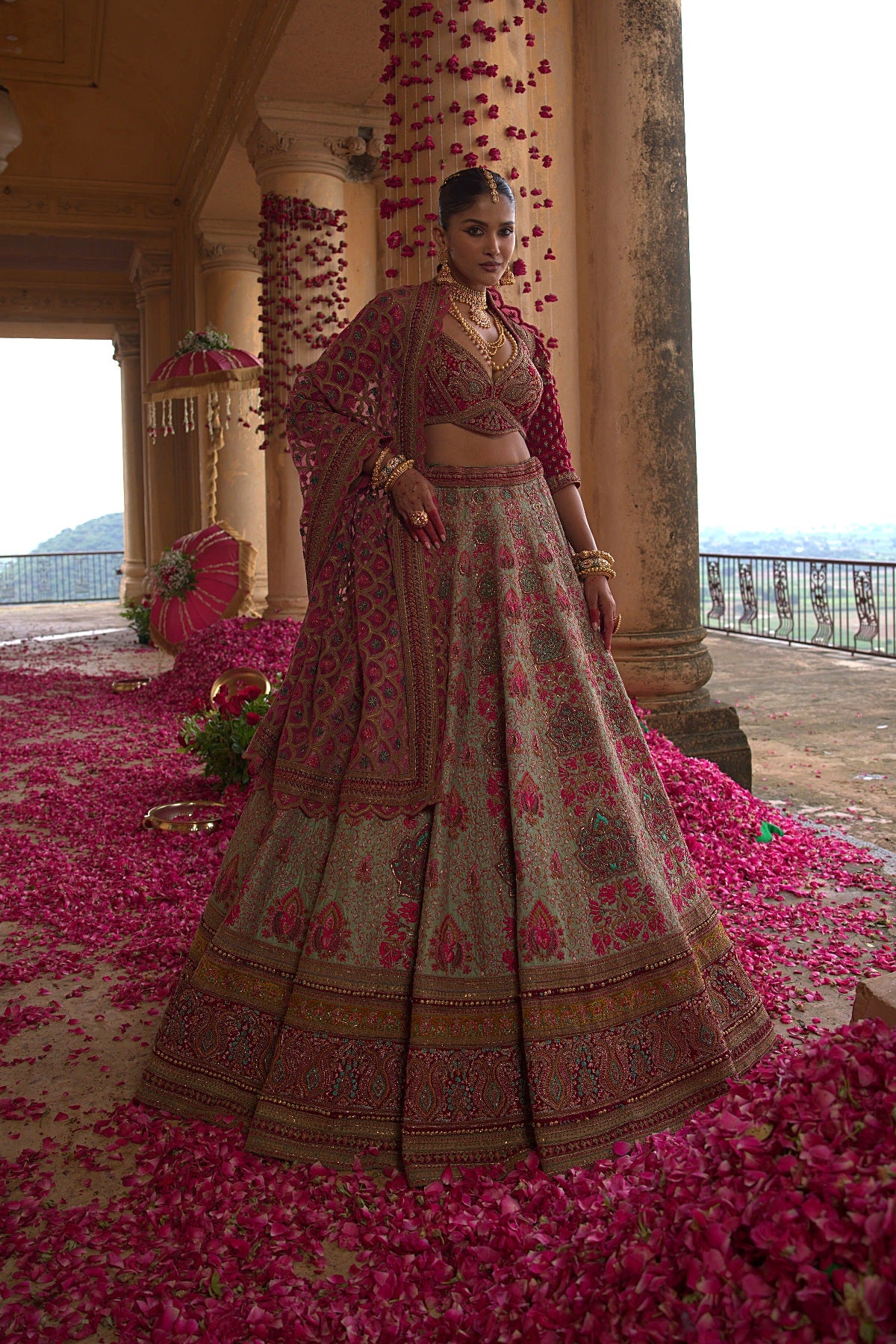 PISTA GREEN LEHENGA SET