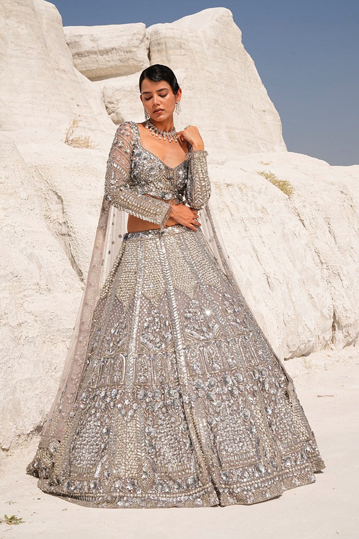 Steel GREY SEQUIN LEHENGA SET