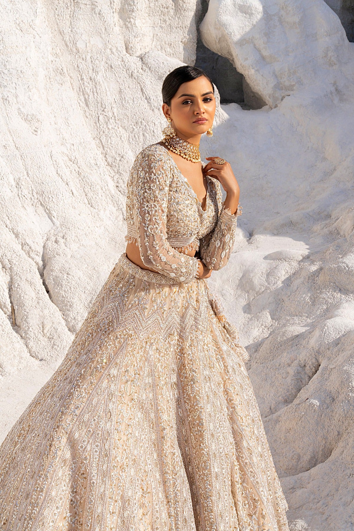 IVORY GOLD EMBELLISHED LEHENGA SET