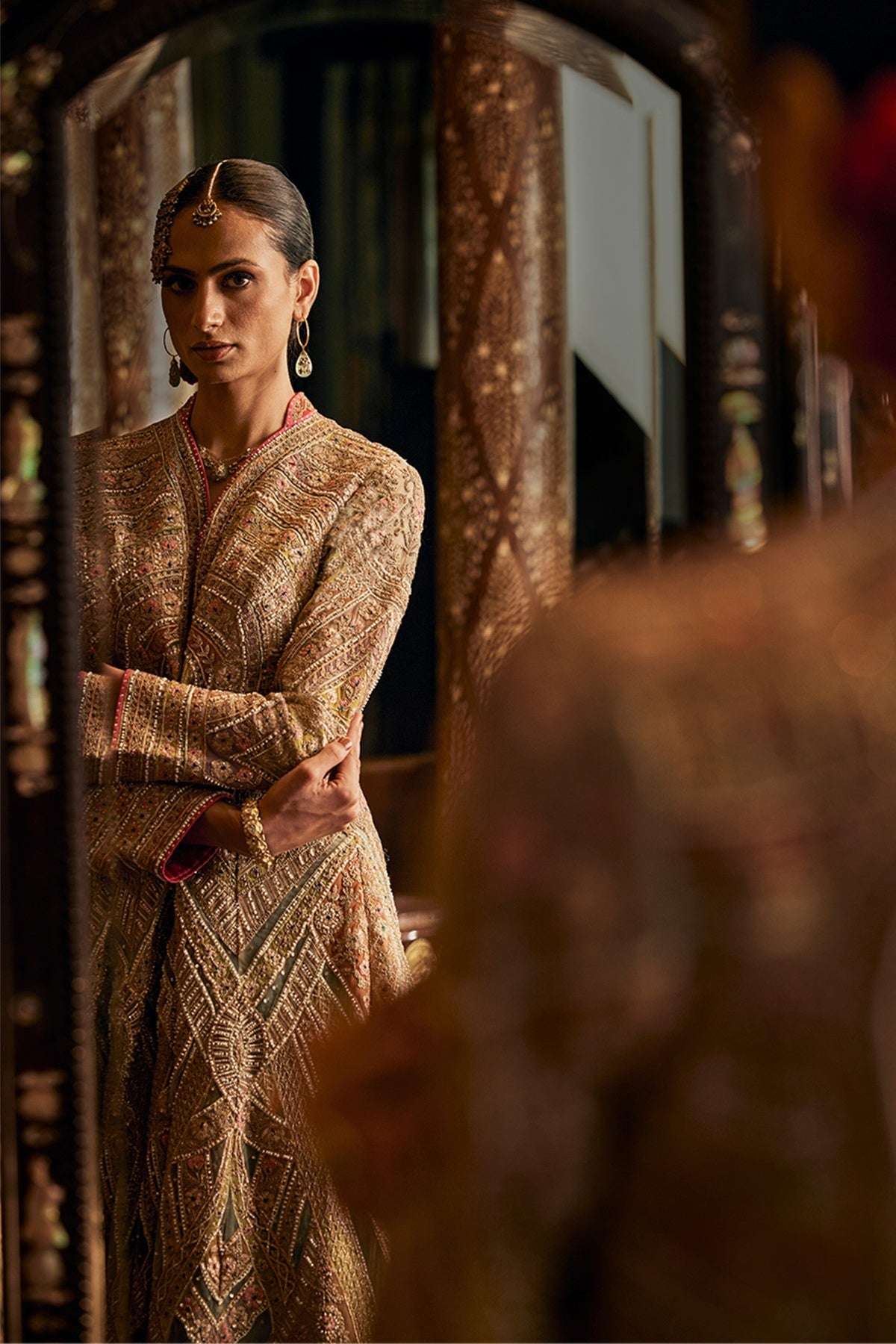 Ice Blue Tulle Kalidar Jacket and Lehenga