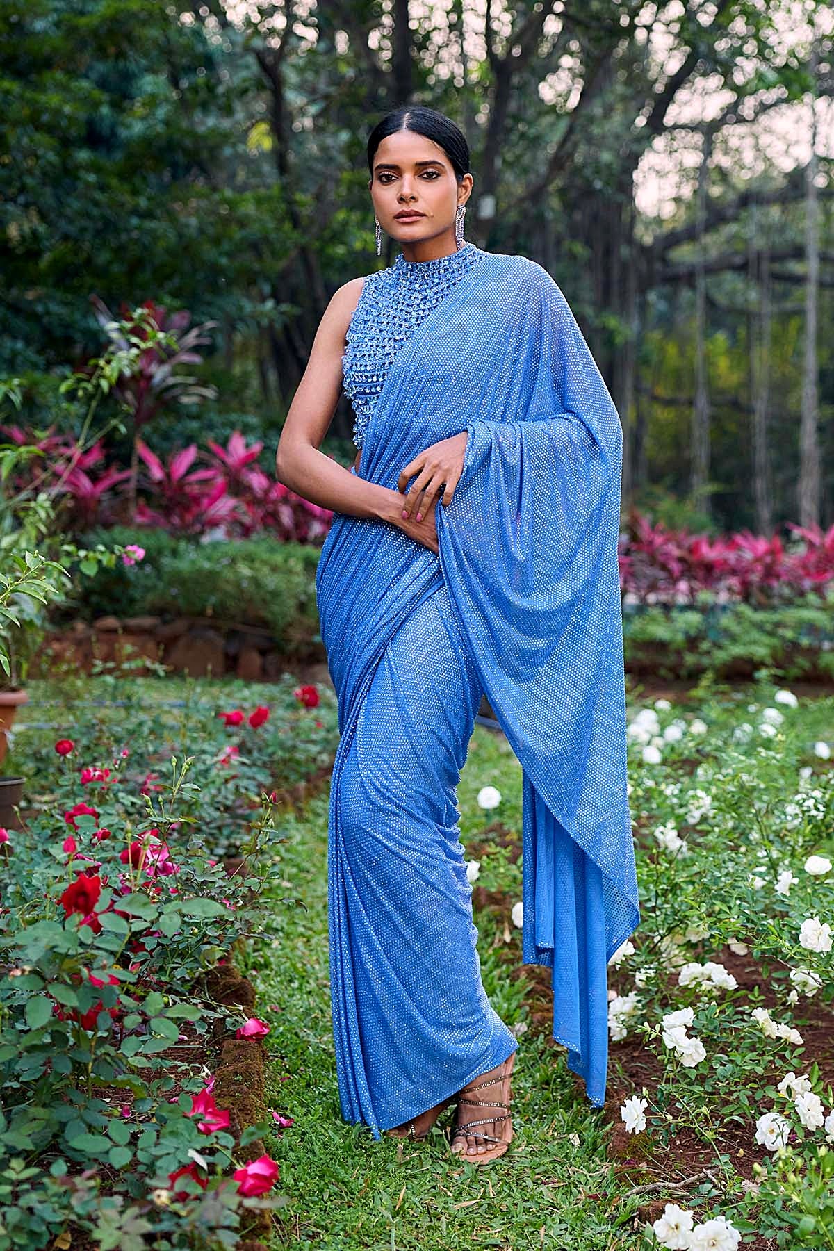 Neel Tara Crystal Saree Set
