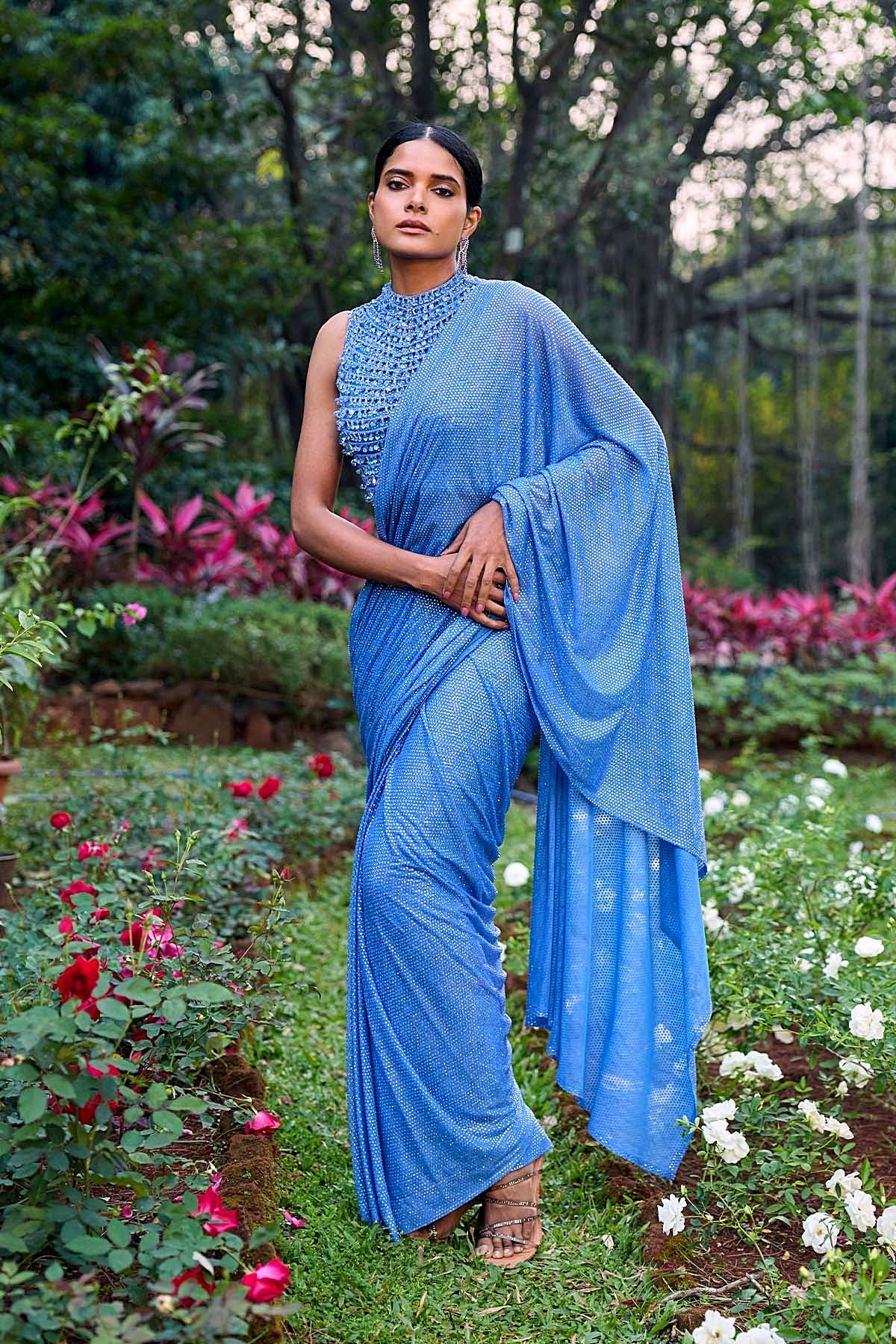 Neel Tara Crystal Saree Set