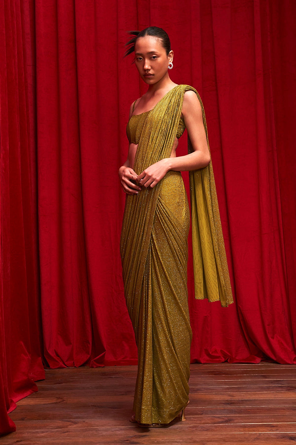 Olive Opulence Corset Saree
