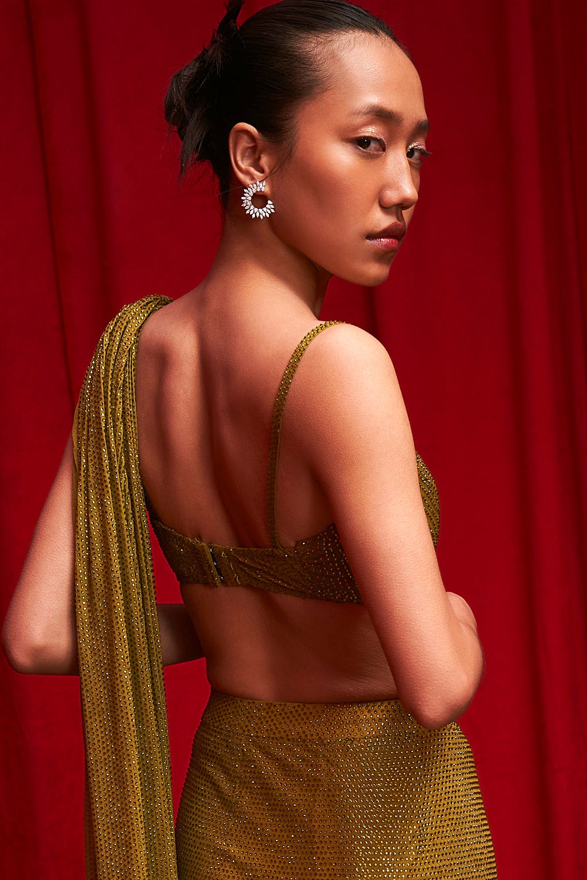 Olive Opulence Corset Saree