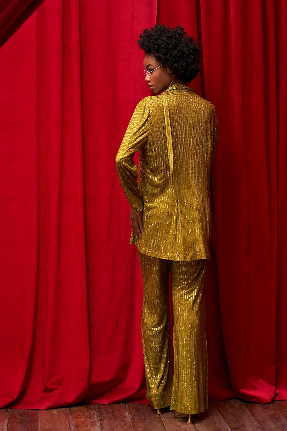 Olive Sparkle Duo Shirt Pant Set