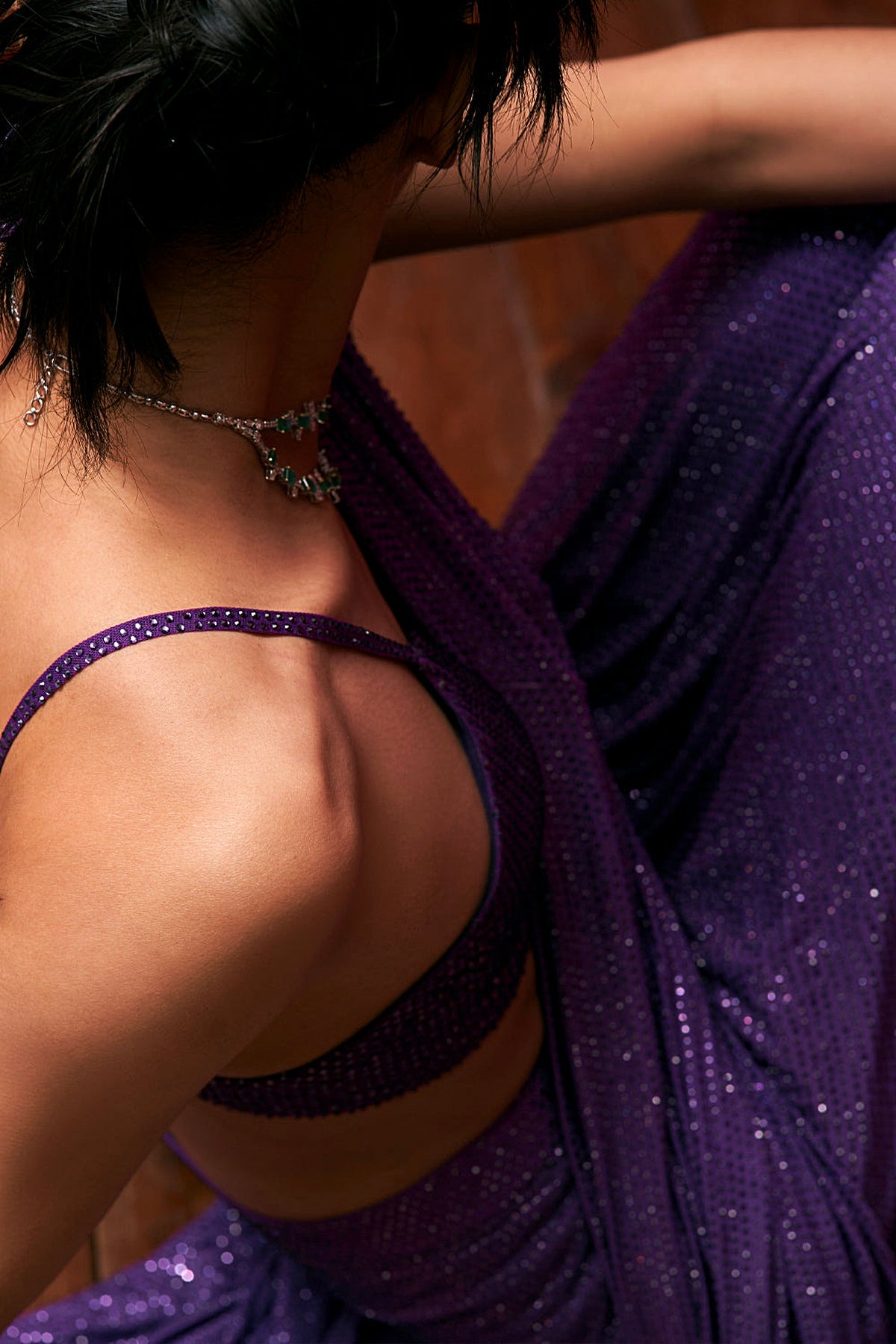 Deep Orchid Crystal Saree