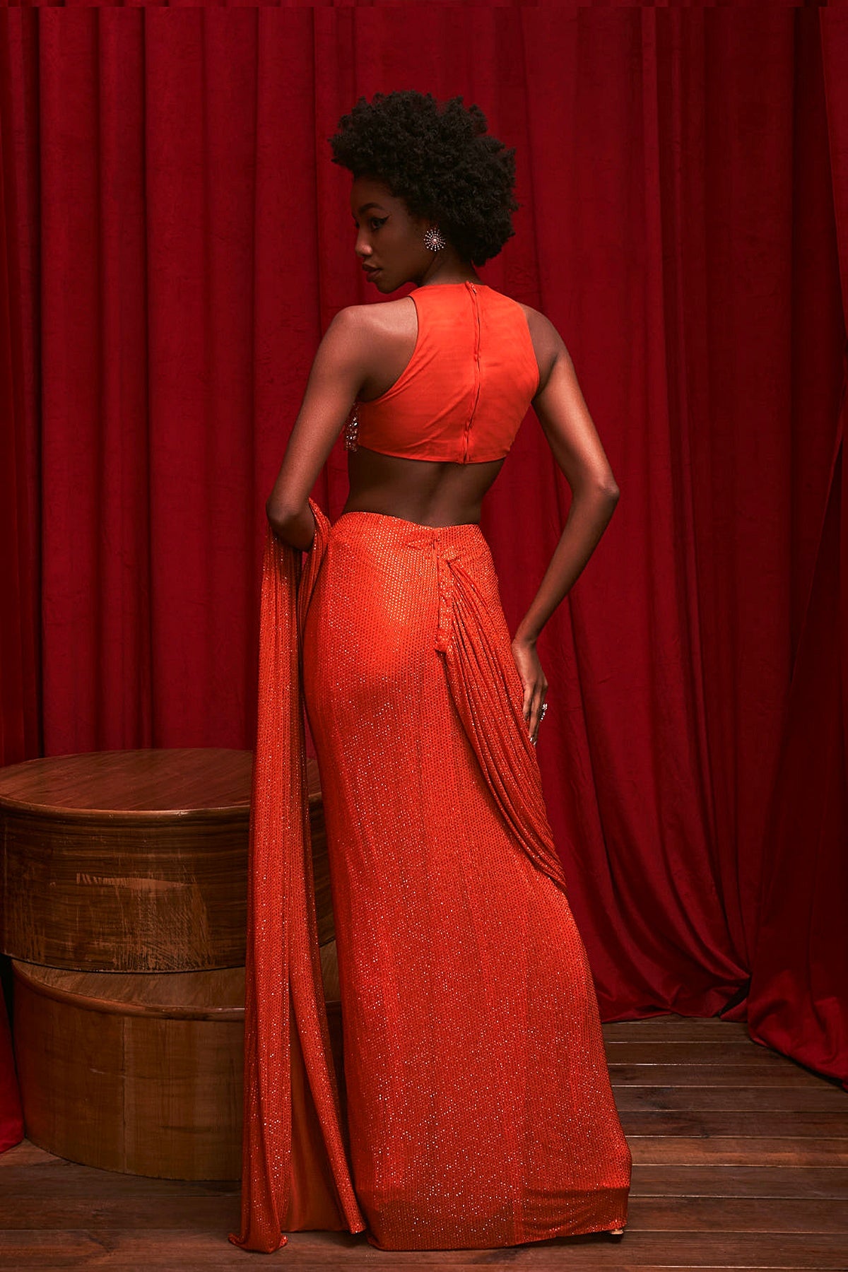 Mandarin Sparkle Draped Skirt