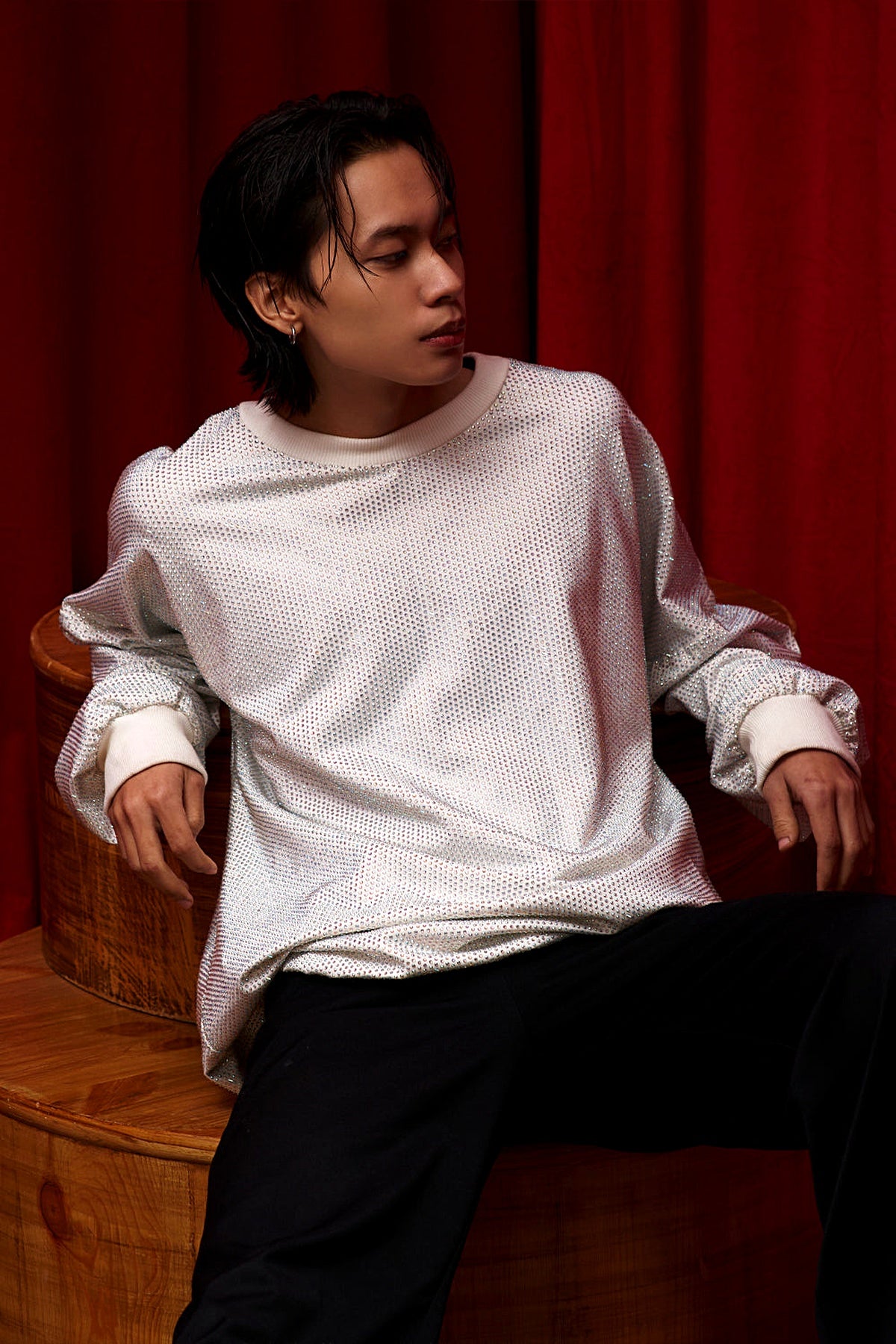 Silver Cascade Crystal Sweatshirt