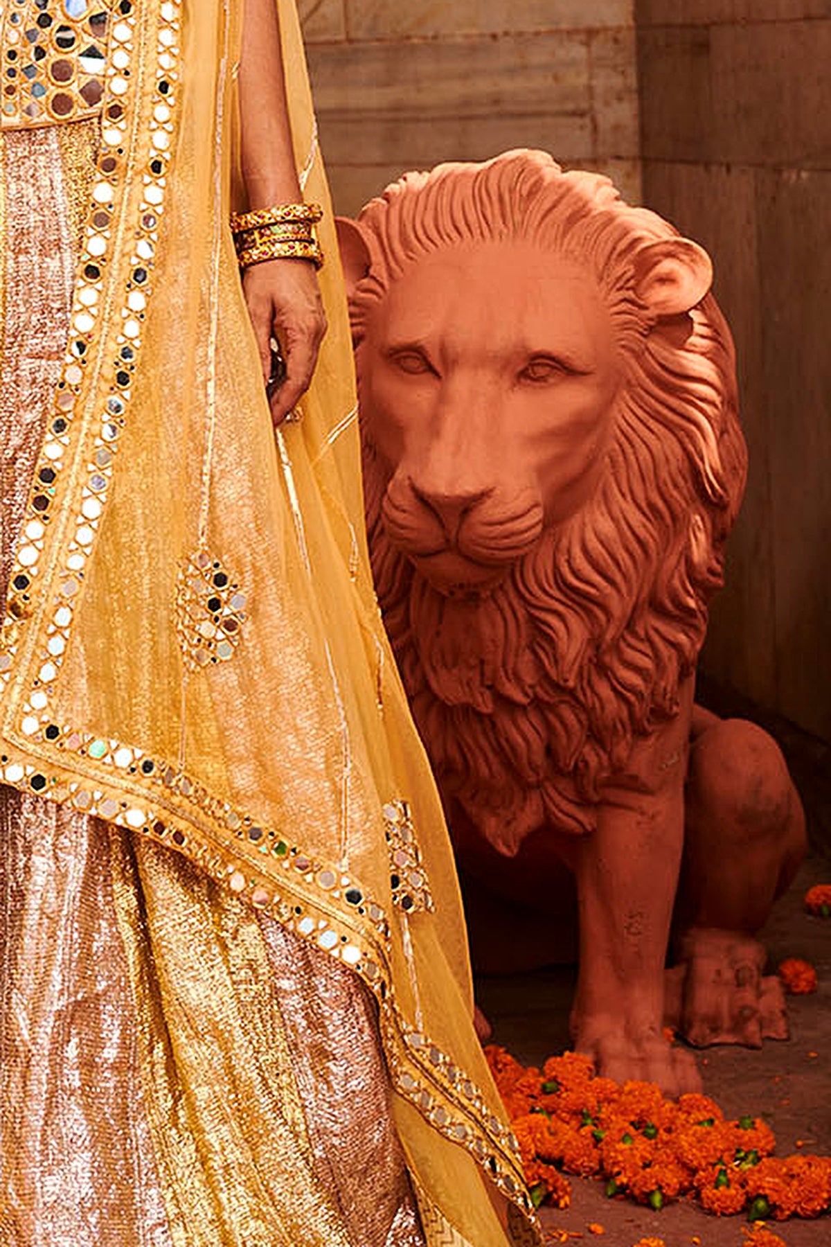Chandi Sona Sheesh Lampi Lehenga  and Cape Set