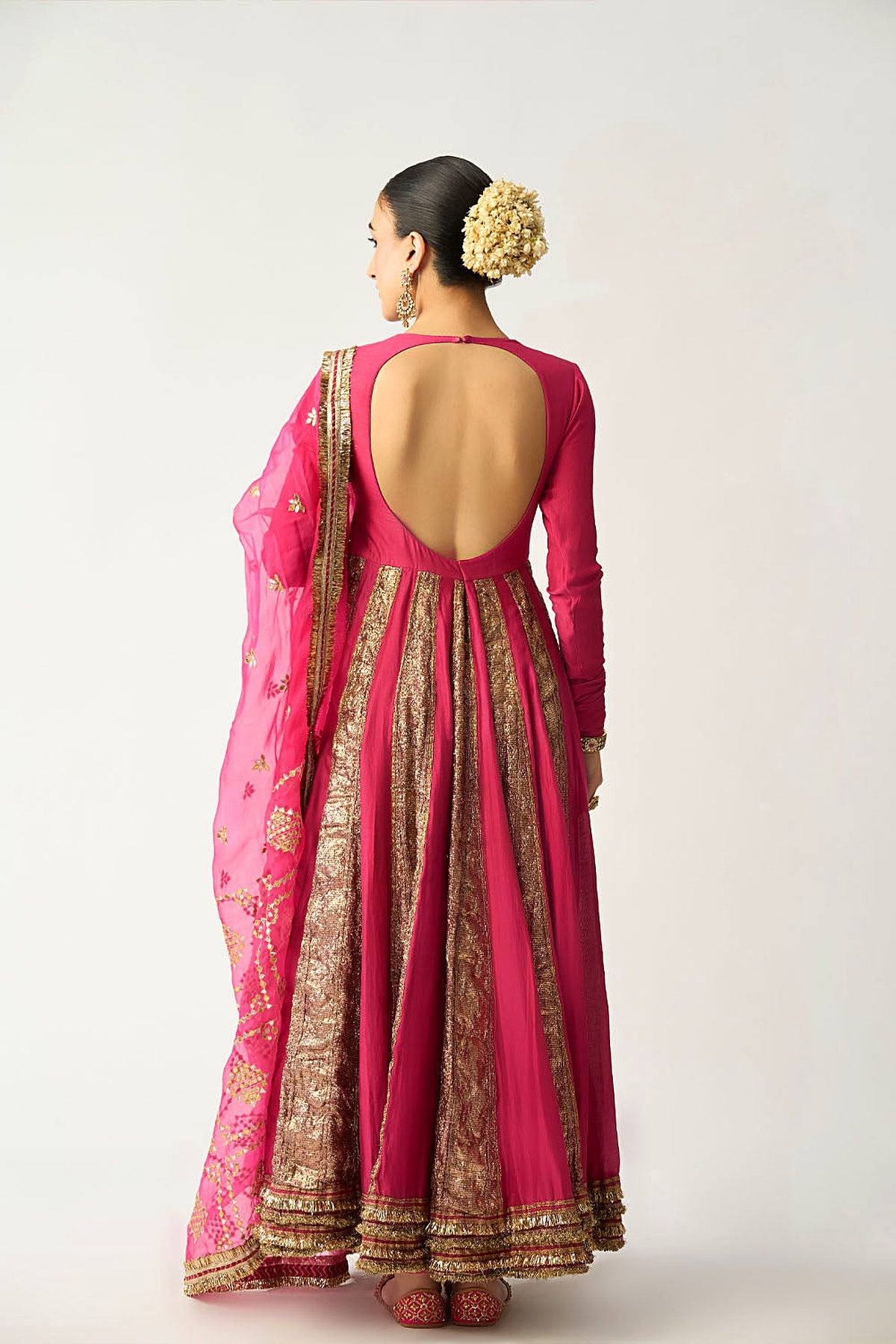 Aarohi Gulabi Lampi Anarkali Dupatta Set