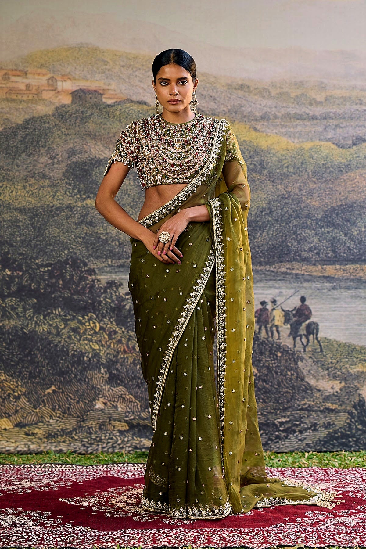 Zoya Jewel Organza Saree Set