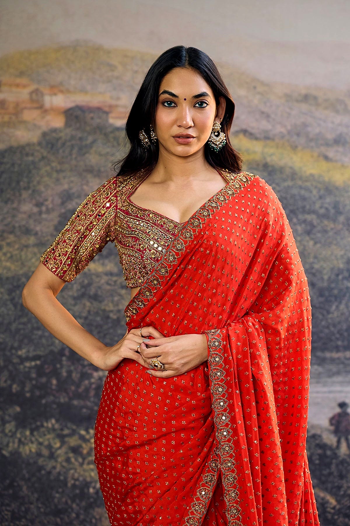 Surahi Rang Handloom Saree Set