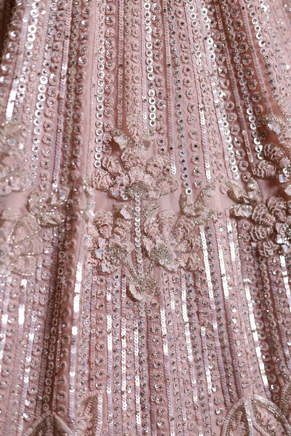 Powder Pink Organza Silk Hand Embroidered Lehenga Set
