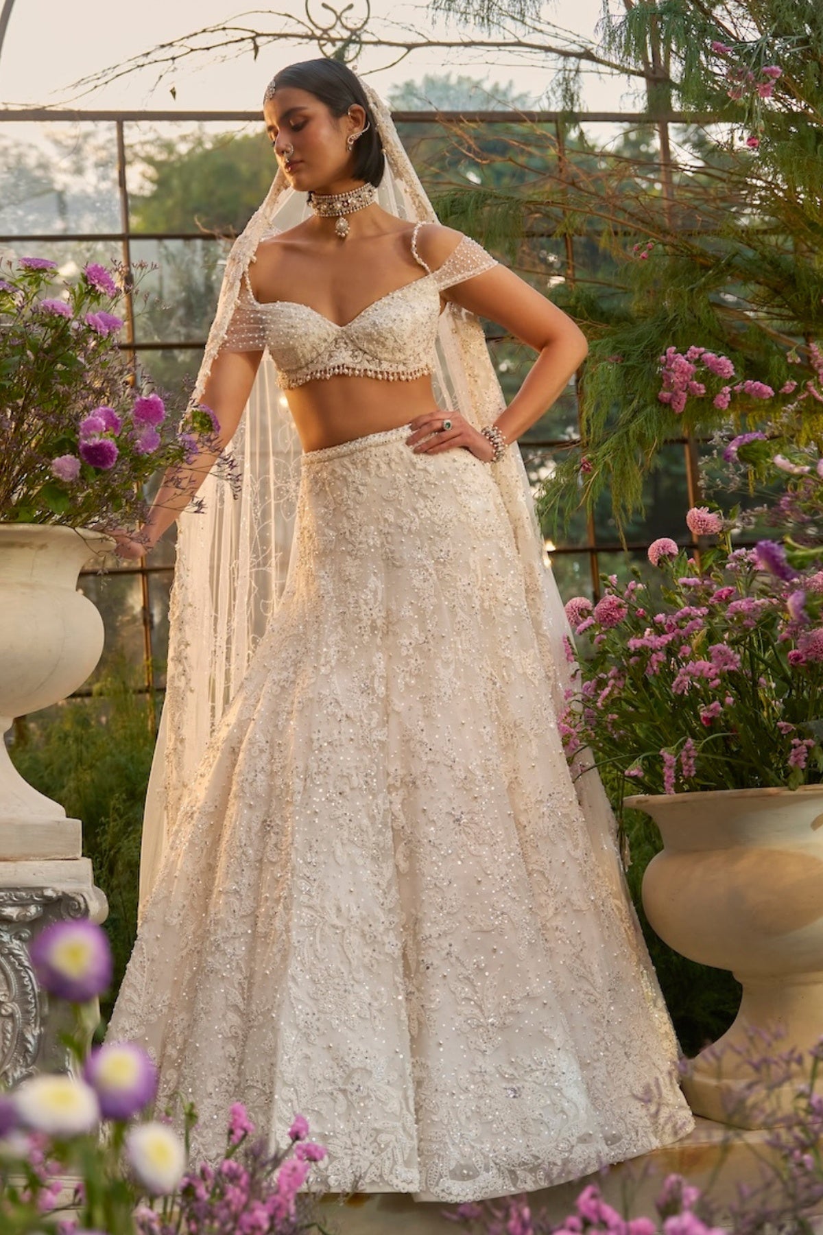 Ivory Floral Lehenga Set