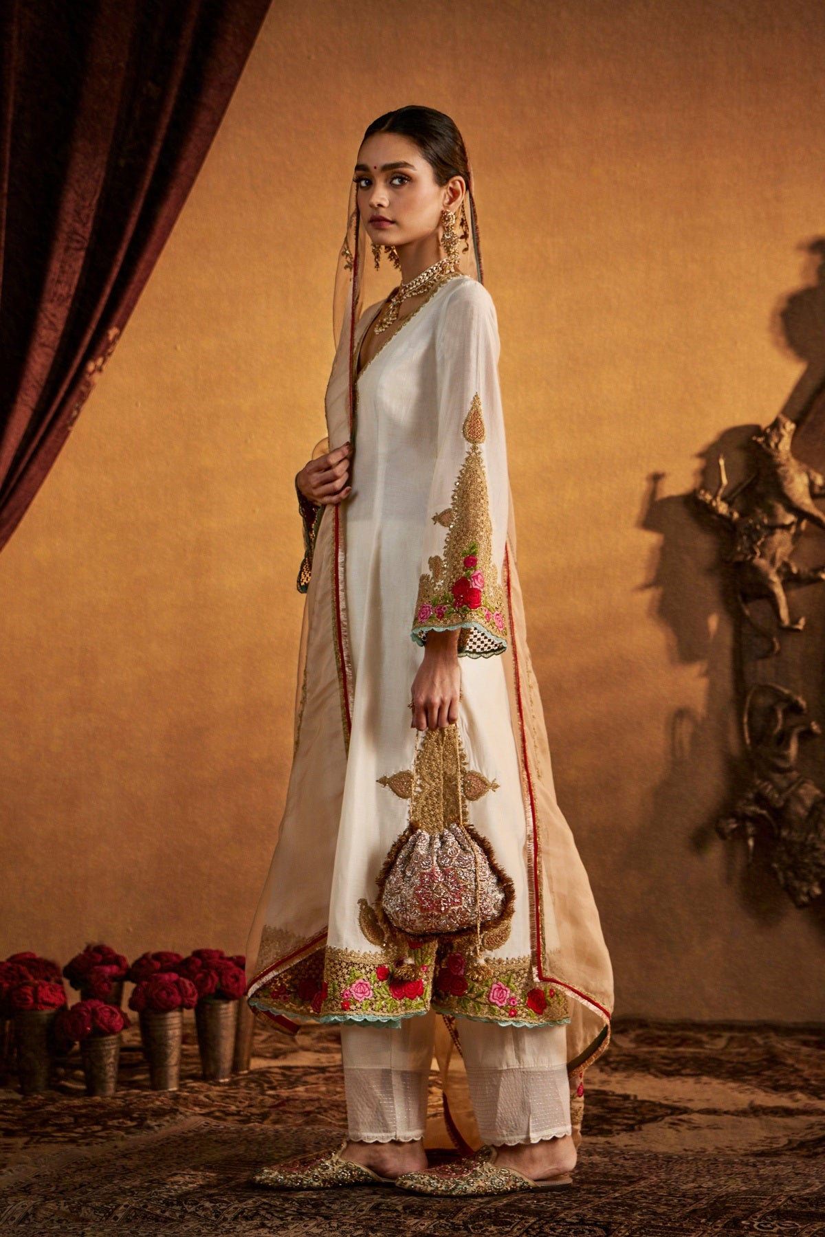 Ivory Mughal Jaali Kurta Set