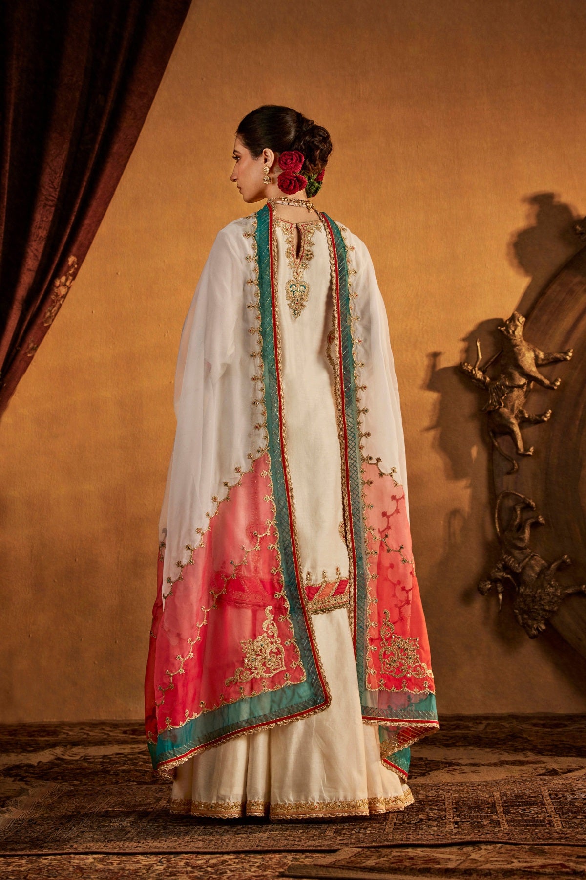Ivory Mughal Art Sharara Set