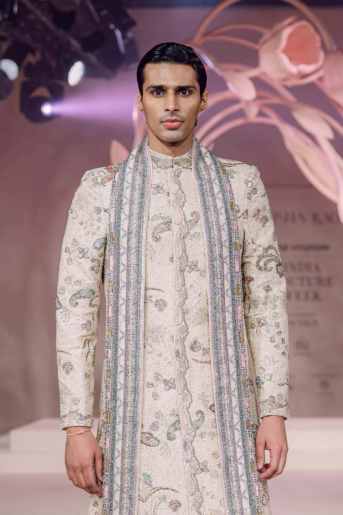 Dev - ivory raw silk sherwani