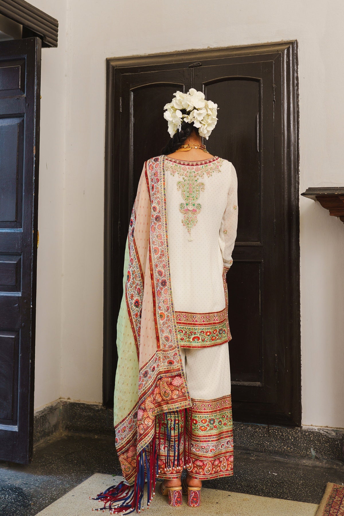 Ivory short kurta farsi salwar with duppata