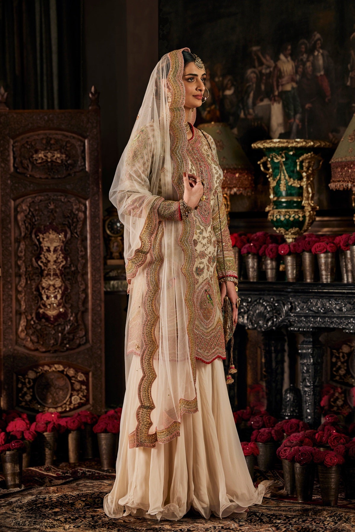 Ivory Tulle Kurta and Gharara