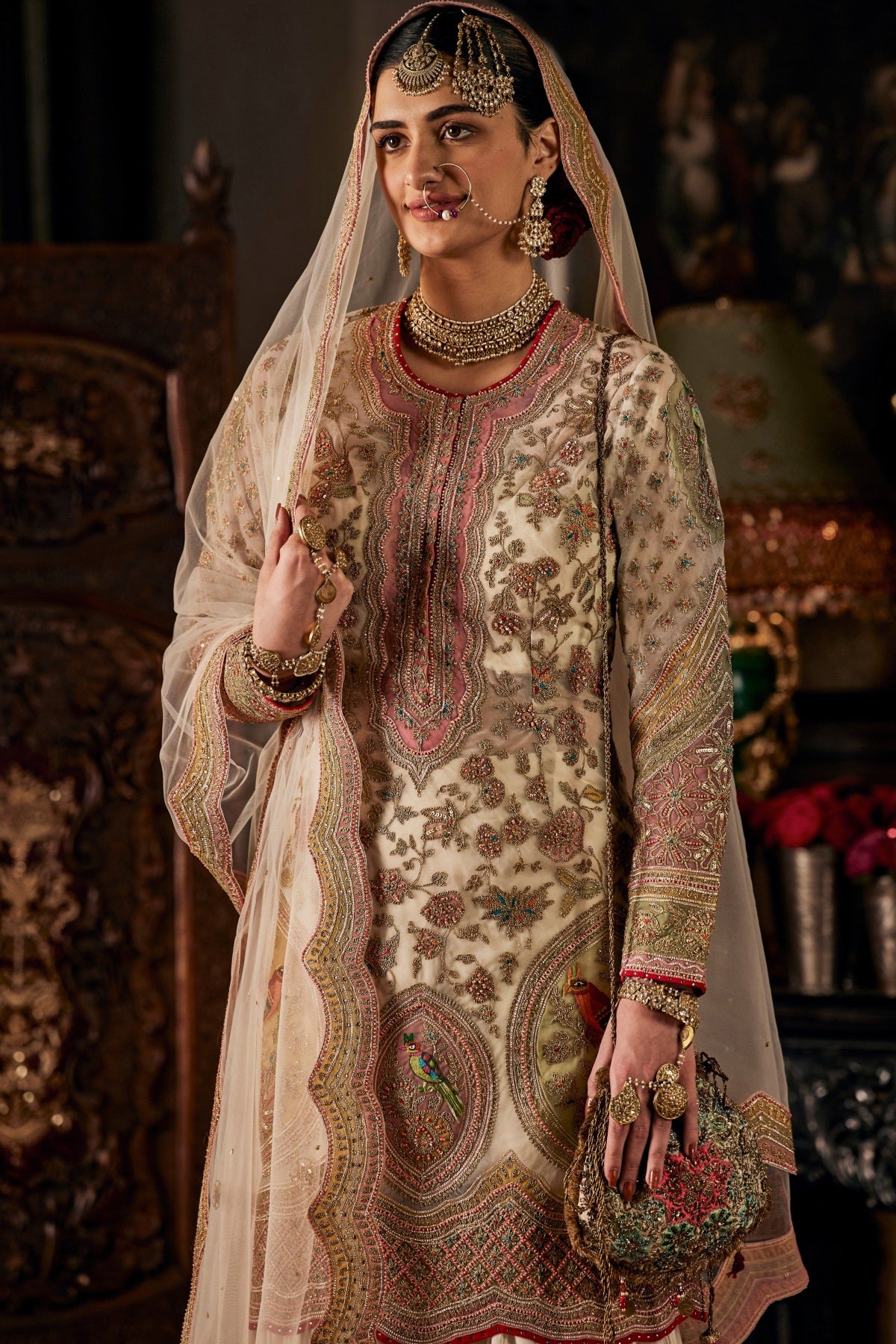 Ivory Tulle Kurta and Gharara