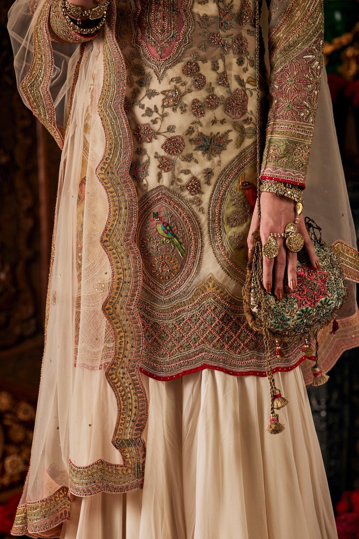 Ivory Tulle Kurta and Gharara