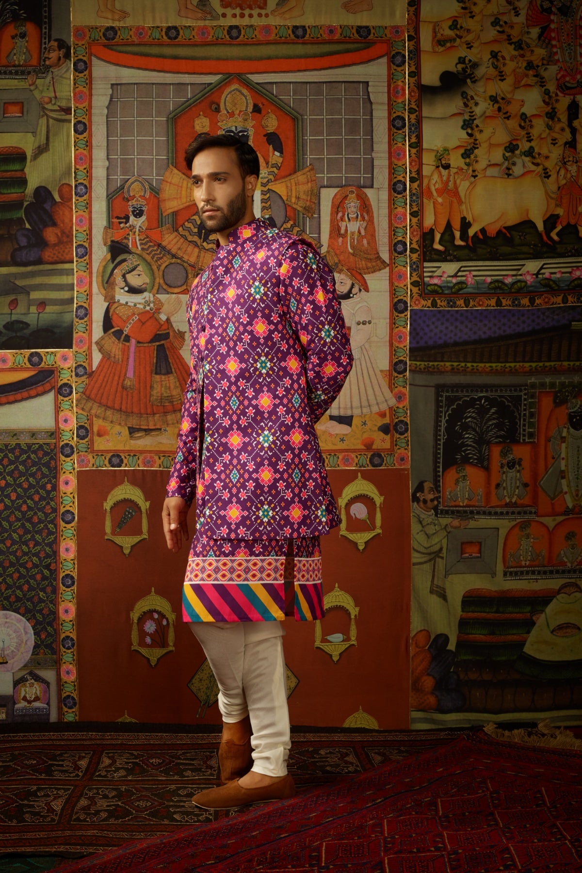 Jamun Kurta & Churridar Set with Bandhi