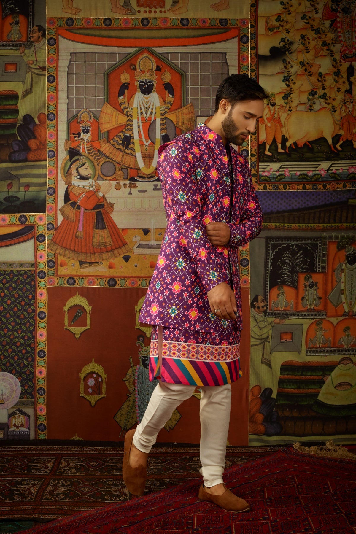 Jamun Kurta & Churridar Set with Bandhi