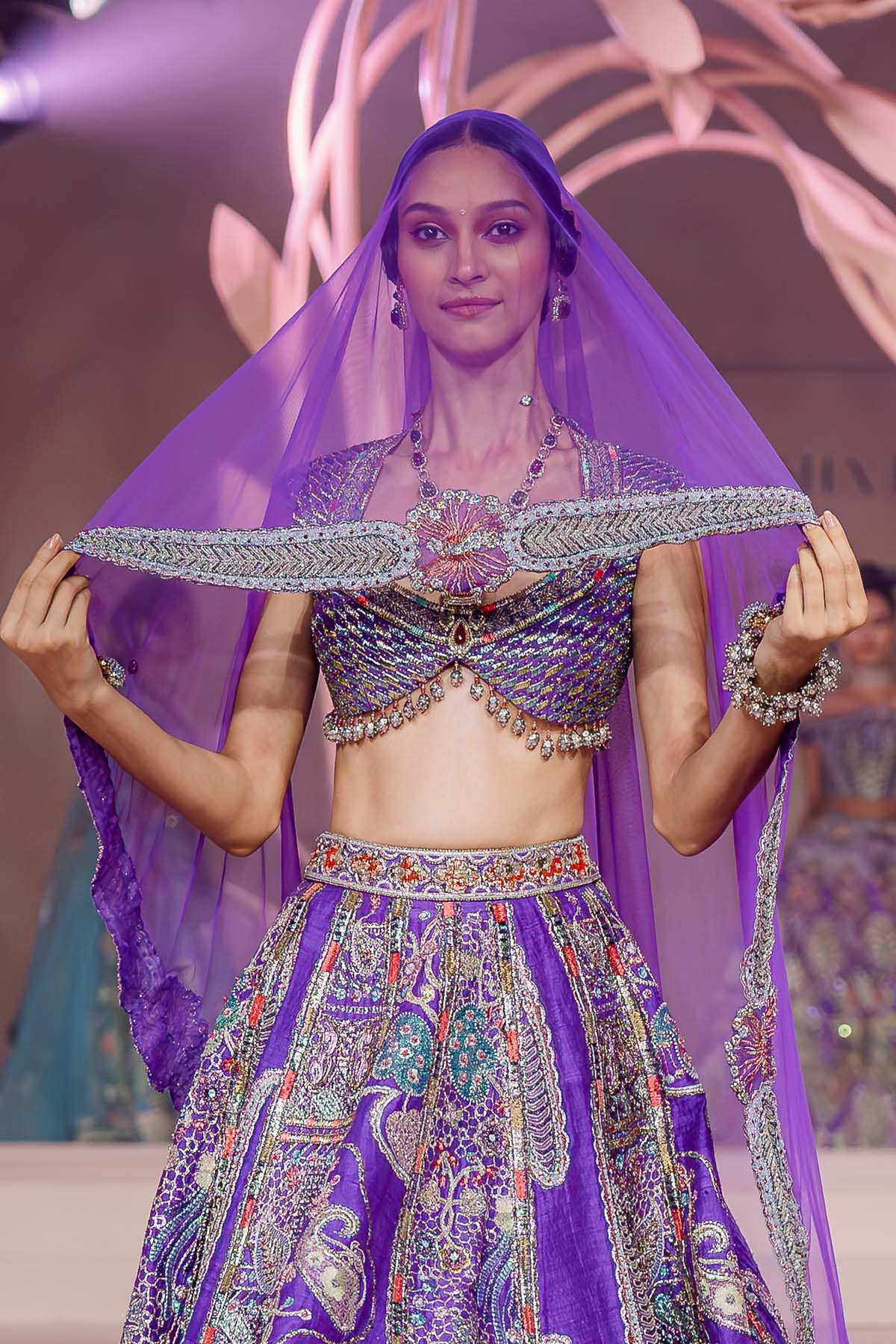 Shahnoor - purple raw silk lehenga