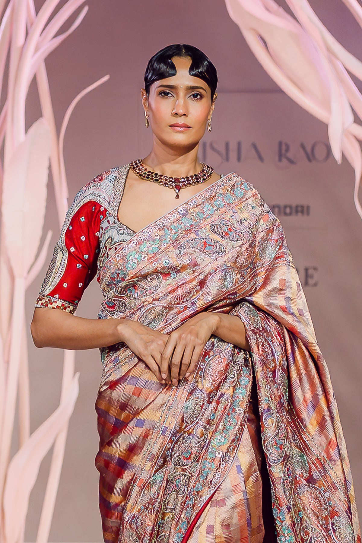 Rukhmini - multicolour banarasi tissue brocade saree