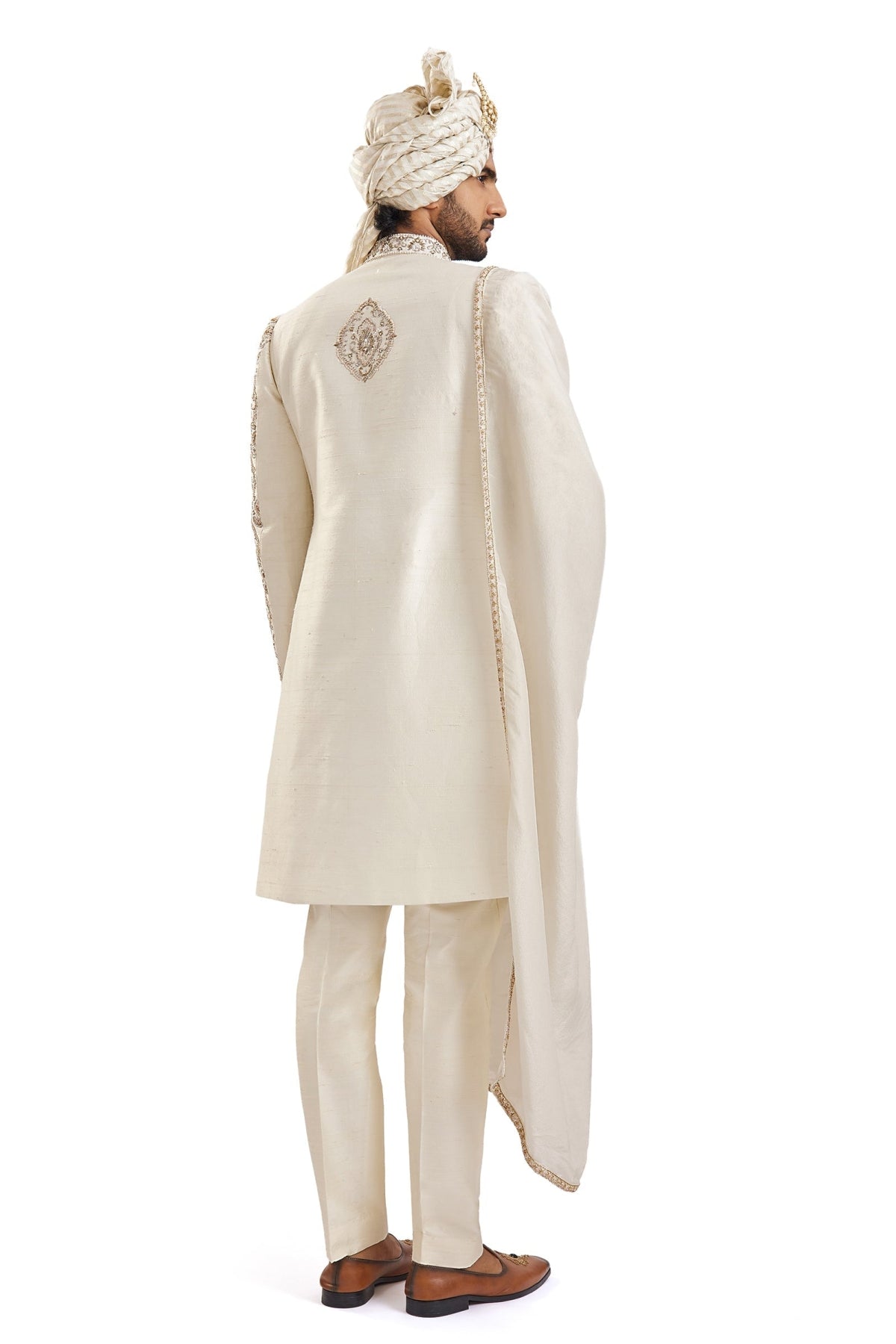 Off White Zardosi Wedding Sherwani