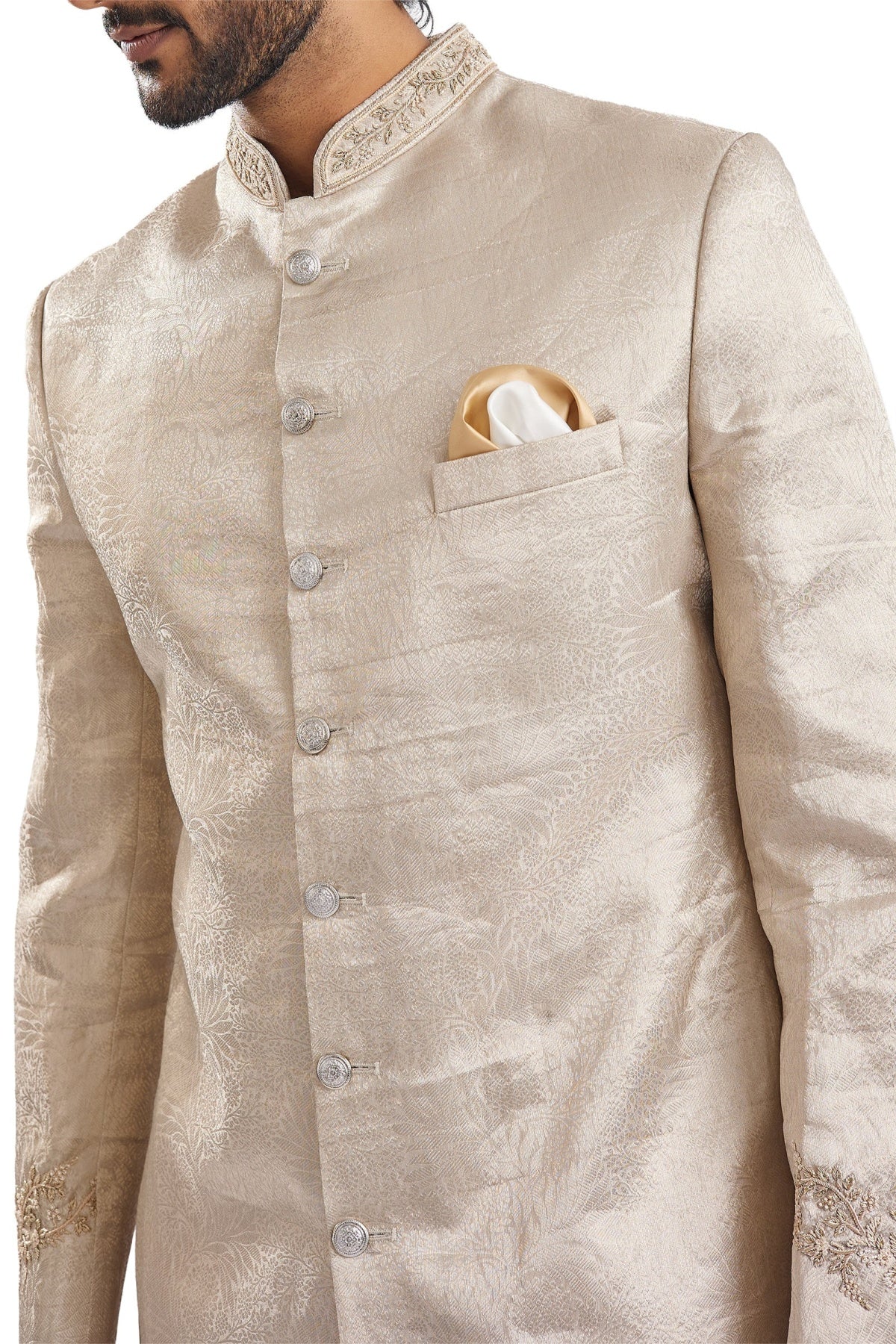 Gold Jacquard Classic Groomsman Sherwani