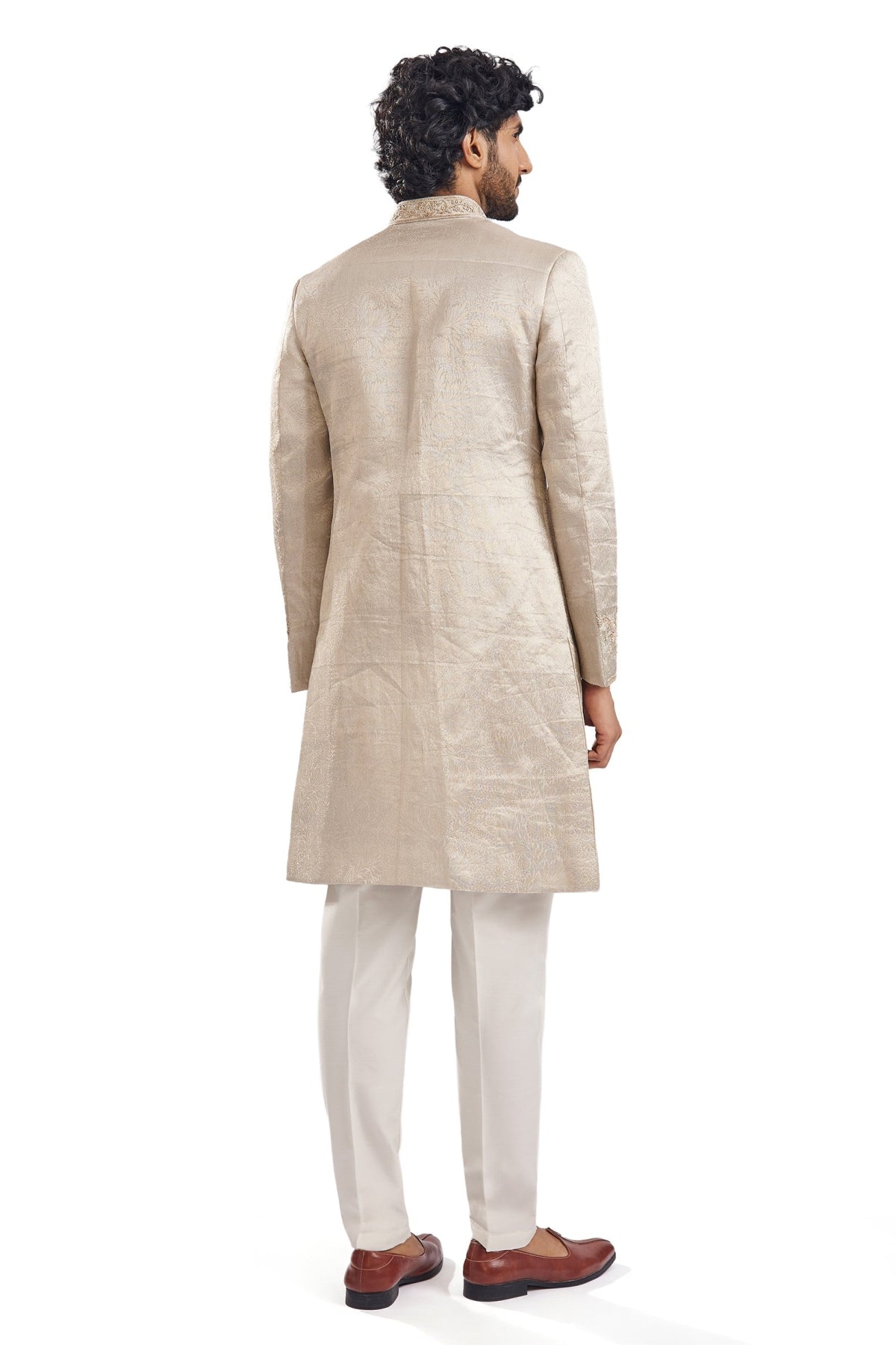 Gold Jacquard Classic Groomsman Sherwani
