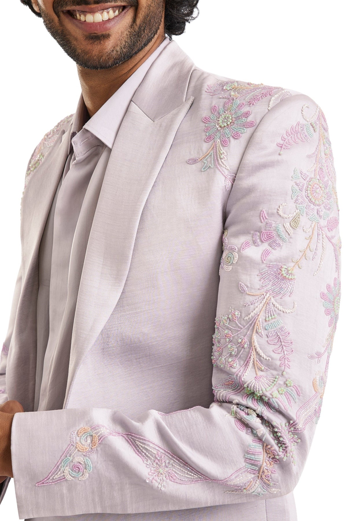 Lavender Embroidered Blazer Set