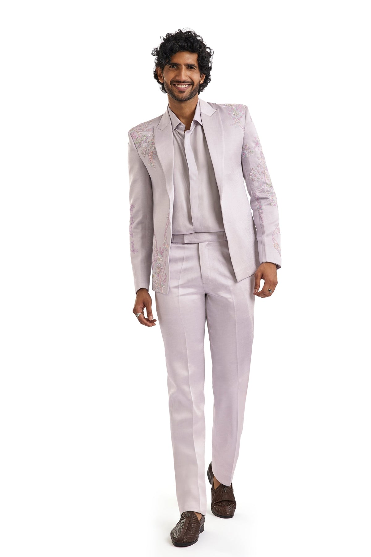 Lavender Embroidered Blazer Set