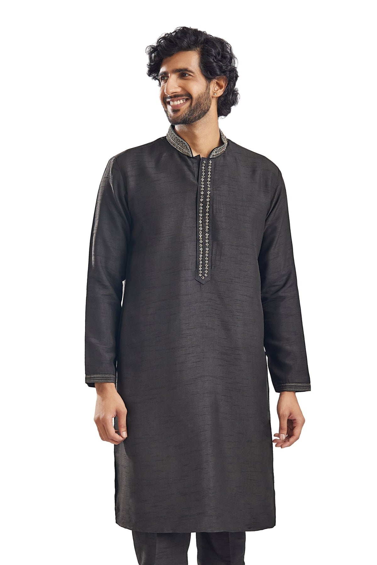 Black Cut Dana Thread Work Groomsman Sherwani
