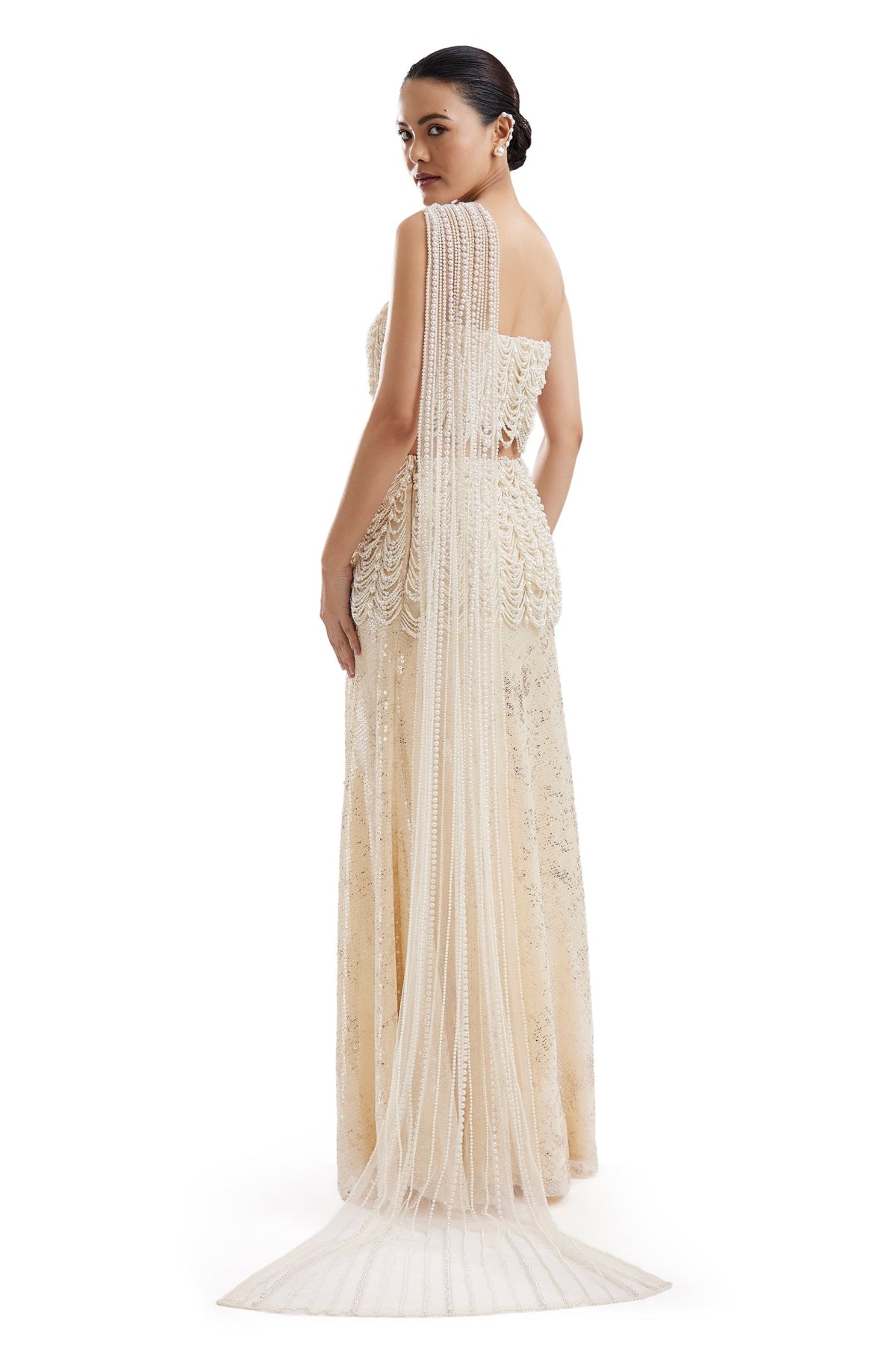 Off-White Bustier Lehenga With Detachable Pallu