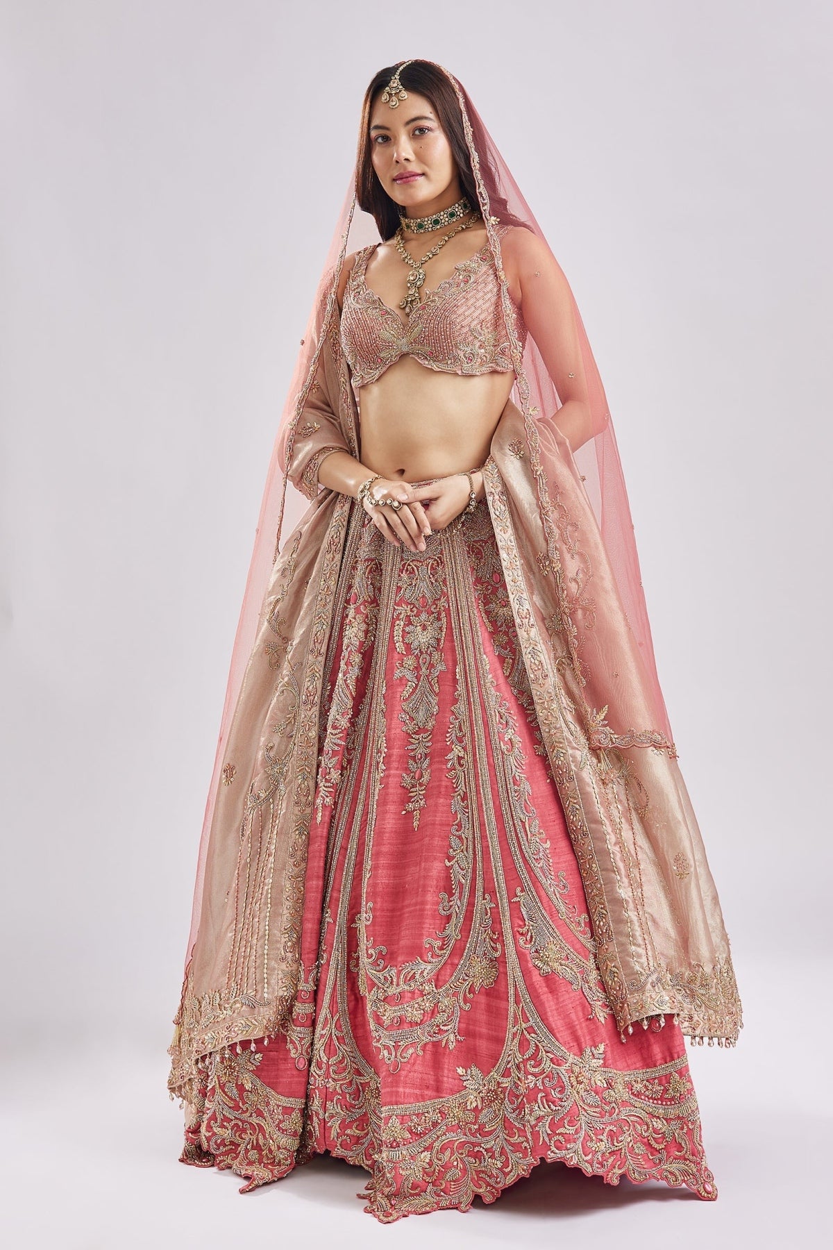 The Scalloped Rani Pink Bridal Set