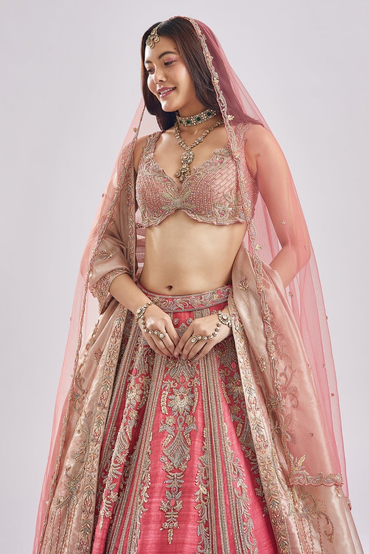 The Scalloped Rani Pink Bridal Set