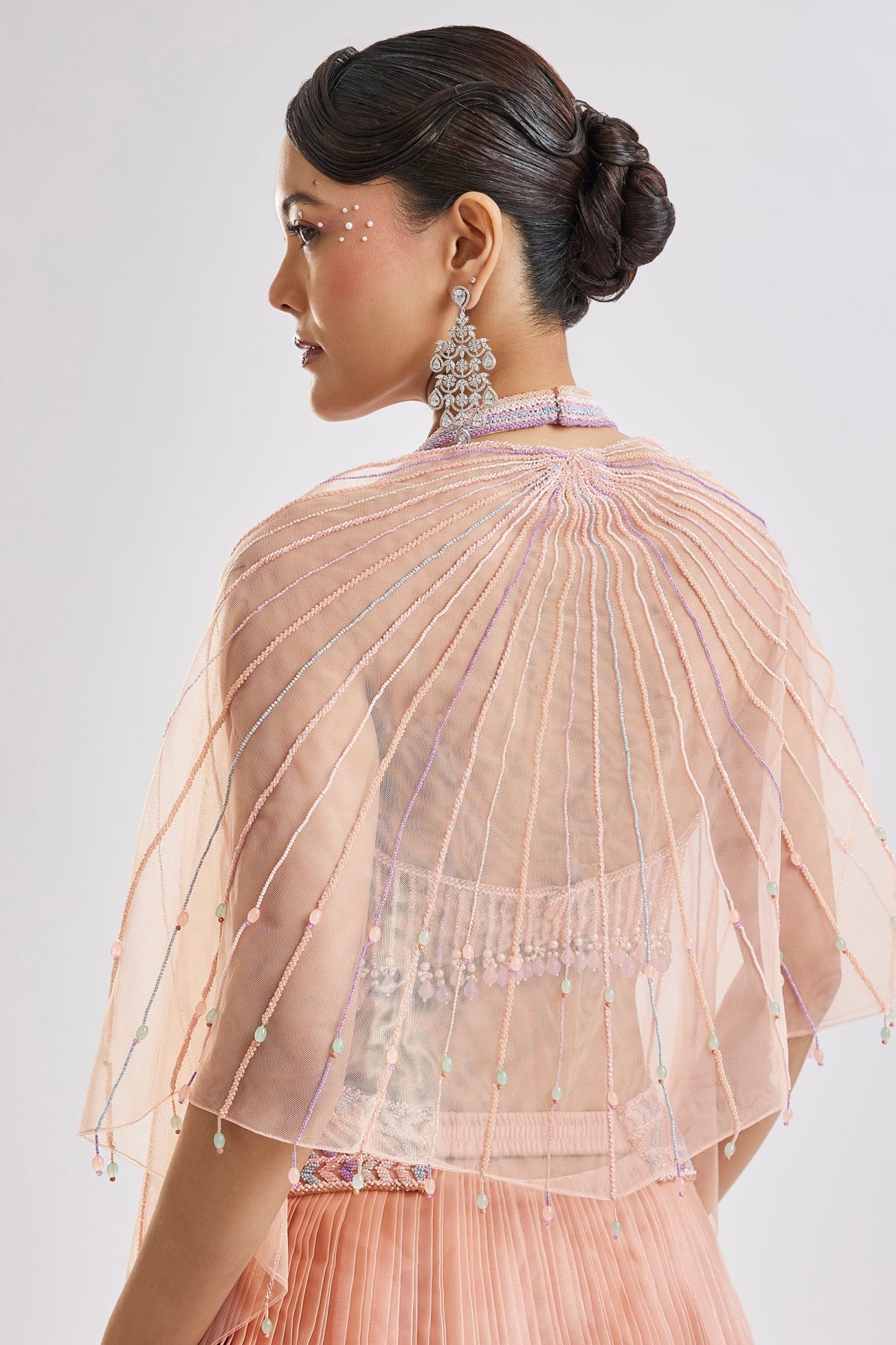 Peach Embroidered Lehenga Set With Dupatta