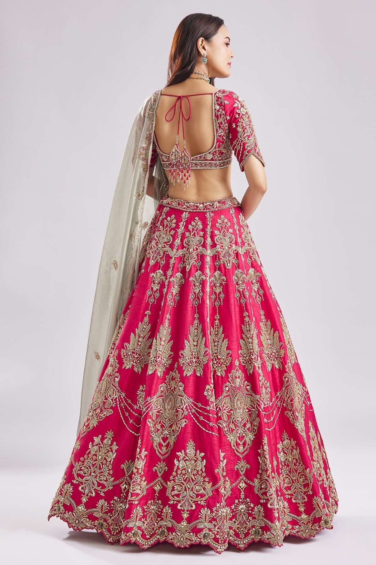 Two Tone Dupatta Pink Bridal Set