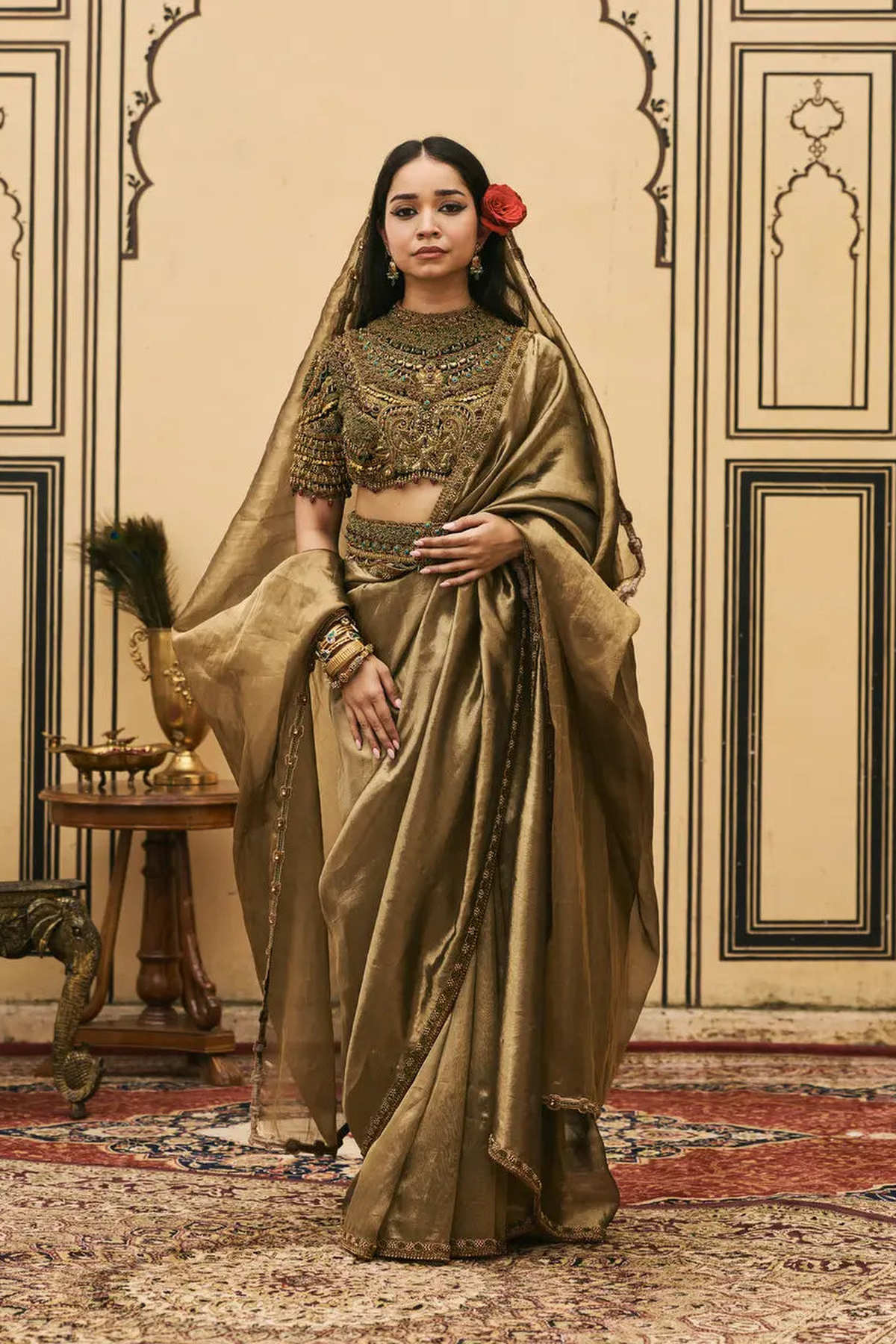 Krishnavarna Jadaau Saree Set